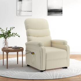 Stand Massage Chair Cream White Faux Leather 720286029398 Up