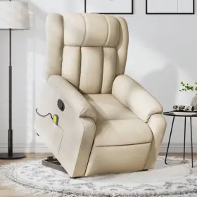 Stand Massage Recliner Chair Cream Fabric 721012187542 Up