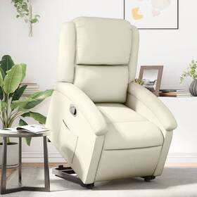 Stand Recliner Chair Cream Faux Leather 721012183971 Up