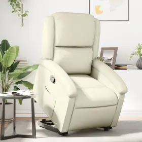 Stand Recliner Chair Cream Faux Leather 721012183971 Up