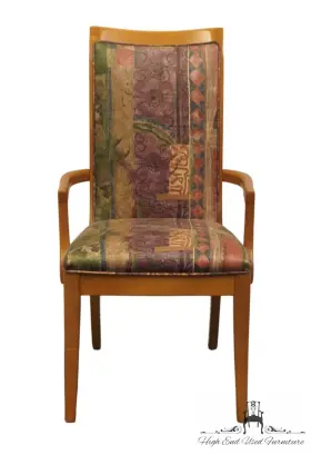 454-11-76 Stanley Furniture Blonde Wood Contemporary Modern Upholstered Dining Arm Chai