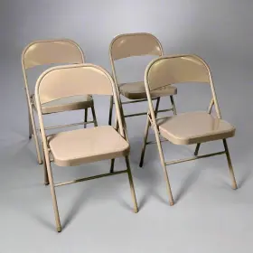 51503 Staples 4 Pcs Metal Office Stacking And Folding Chair Beige