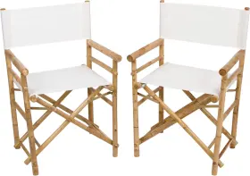 Statra 728881678445 Zew Indoor Outdoor Set Of 2 Folding Bamboo Director Chair 23 Inch L X 18 W 35