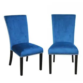 Steve Silver 635178416508 Camila Dining Chairs Set Of 2 Side Upscale Styled Blue Velvet Materi