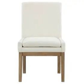 Abr500nus Steve Silver Aubrey Brown Frame With Eggshell Polyester Upholstered Arm Chair Set Of 2
