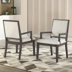 Mi500a Steve Silver Arm Chair Polyester Upholstery Solid Wood Washed Gray Set Of 2