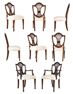Nvin0536 Stickley Niagara Furniture Vintage Set Of 8 Shieldback Chairs