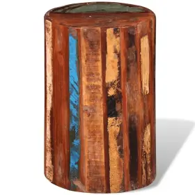 Stool Multicolored Reclaimed Solid Wood 718475916048 17.7 X 11.8 In Durable