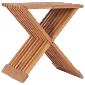 Stool Teak Solid Wood Medium Foldable Folding 719883827605