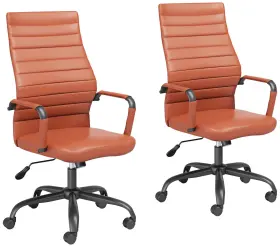 Ks4883r Studio 55d Primero Orange Faux Leather Adjustable Office Chairs Set Of 2