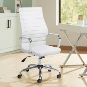 Lps110426 Studio 55d Primero White Faux Leather Adjustable Office Chair