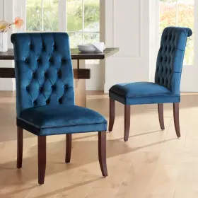 Tn-1501 Studio 55d Dillan Modern Blue Tufted Dining Chairs Set Of 2