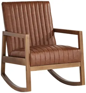 Tn-3507 Studio 55d Rmb20 Ava Rust Brown Wood Frame Rocking Chair