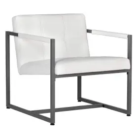 71049 Studio Designs Home Arm Chair 28 Inch Bonded Leather Upholstery In Pewter Gray/white