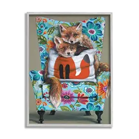 Stupell Industries 196216284638 Red Fox Pair Sitting Chair Spring Floral Pattern Designed By Kamdon Kreation