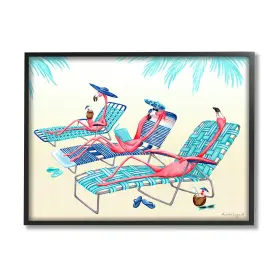 Stupell Industries 196216894967 Pink Flamingos Lounging Beach Chairs Tropical Scene Design By Amelie Legault