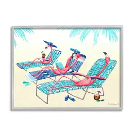 Stupell Industries 196216895001 Pink Flamingos Lounging Beach Chairs Tropical Scene Design By Amelie Legault