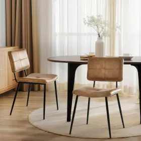 Stylewell 2306270000013 Blackburn Mid-century Modern Cognac Faux Leather Upholstered Dining Chairs Set