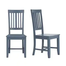 Stylewell 445006838838 Scottsbury Steel Blue Wood Dining Chair With Slat Back Set Of 2 16.7 Inch W X