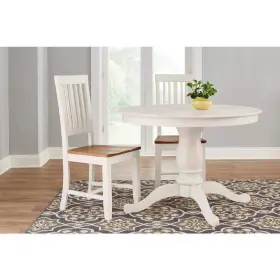 Stylewell 815319024513 Dining Chair 16.7 Inch W X 38.7 H With Slat Back Ivory/honey Set Of 2
