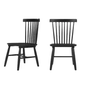 Stylewell 929020062451 Black Windsor Solid Wood Dining Chairs Set Of 2