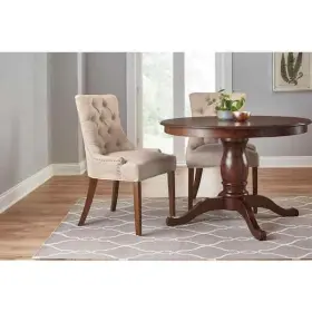 Stylewell 935653128907 2 Set Beige Modern Upholstered Dining Chair With Tufted Back And Wood Legs Frame