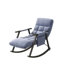 Sudzendf 445023051098 Blue Modern Velvet Folding Metal Outdoor Rocking Chair With Adjustable High Back