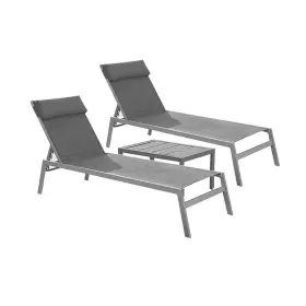 Toutd2183 Sudzendf Gray 3-pieces Adjustable Backrest Lounge Chairs Steel Textilene