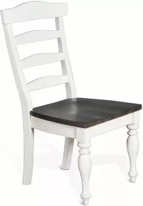1432ec Sunny Designs Carriage House 41 Inch Ladderback Chair With Wood Seat Off-white And Brown