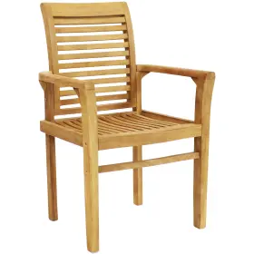 Jva-353 Sunnydaze D Cor Solid Teak Wood Patio Slat-back Dining Armchair By