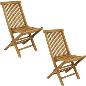 Sunnydaze Decor 810047670308 Hyannis Solid Teak Wood Folding Slat-back Patio Chair - Set Of 2 By