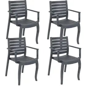 Sunnydaze Decor 810047675235 Illias Plastic Stackable Patio Armchair - Gray Set Of 4 By
