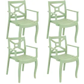 Sunnydaze Decor 810047675266 Tristana Plastic Stackable Patio Armchair - Green Set Of 4 By