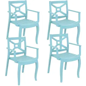Sunnydaze Decor 810047675297 Tristana Plastic Stackable Patio Armchair - Blue Set Of 4 By