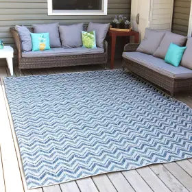 Gmr-325 Sunnydaze Decor Chevron Dreams Outdoor Area Rug - Blue/gray 8 Ft X 10 By