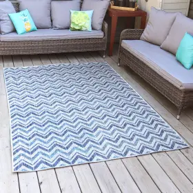 Gmr-899 Sunnydaze Decor Chevron Dreams Outdoor Area Rug - Blue/gray 5 Ft X 7 By