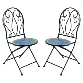 Hb-219 Sunnydaze Decor Mosaic Tile Bistro Chair With Iron Frame - 2-pack By
