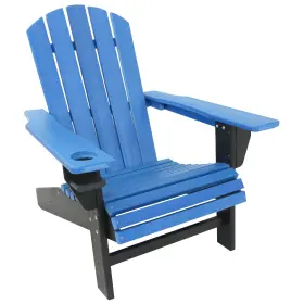 Ieo-172 Sunnydaze Decor Hdpe Adirondack Chair With Drink Holder - Blue/black By