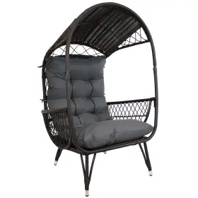 Pl-835 Sunnydaze Decor Shaded Comfort Wicker Outdoor Basket Chair With Cushion - Gray By