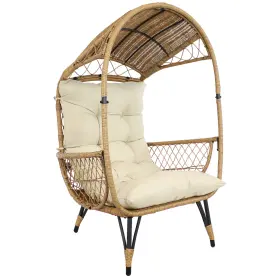 Pl-842 Sunnydaze Decor Shaded Comfort Wicker Outdoor Basket Chair With Cushion - Beige By
