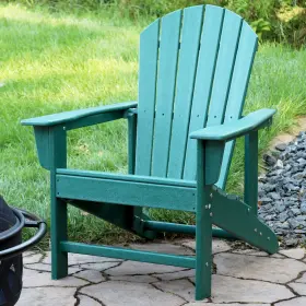 Fap-644 Sunnydaze Upright Hdpe Raised Outdoor Adirondack Chair - Green By