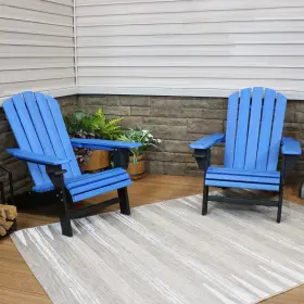 Ieo-189 Sunnydaze Hdpe Adirondack Chair With Drink Holder - Blue/black Set Of 2 By
