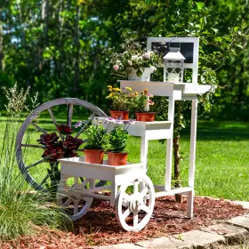 3-tiered Sunnydaze Ieo-2431 Fir Wood Plant Stand With Chalkboard - White By