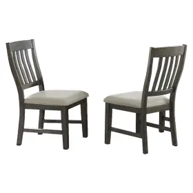 Sunset Trading 843627159924 Trestle Slat Back Upholstered Side Set Of 2 Distressed Gray