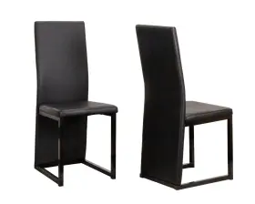 Cr-k92070-0112-6 Sunset Trading Cosmic Black Faux Leather Full Back Dining Chairs With Metal Legs Set Of 6