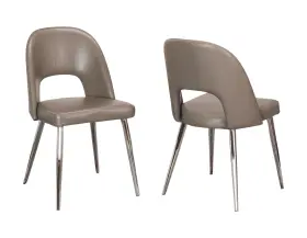 Cr-nd446-09-2 Sunset Trading Mia Faux Leather Dining Chair Polished Chrome Silver