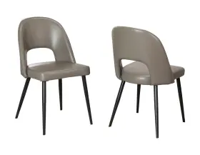 Cr-nd545-09-2 Sunset Trading Portia Mushroom Gray Faux Leather Dining Chairs W Black Metal Legs Set Of 2