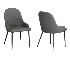 Cr-nd709-01-2 Sunset Trading Tia Charcoal Gray Faux Leather Dining Chairs W Black Metal Legs Set Of 2