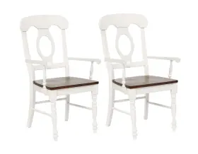 Dlu-adw-c50a-aw-2 Sunset Trading Set Of 2 Andrews Arm Chairs Distressed Antique White/chestnut