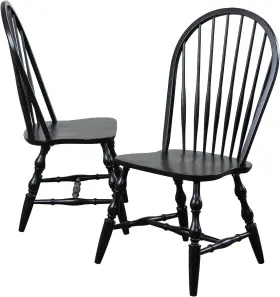 Dlu-c30-ab-2 Sunset Trading Windsor Dining Chair Set 41 Antique Black